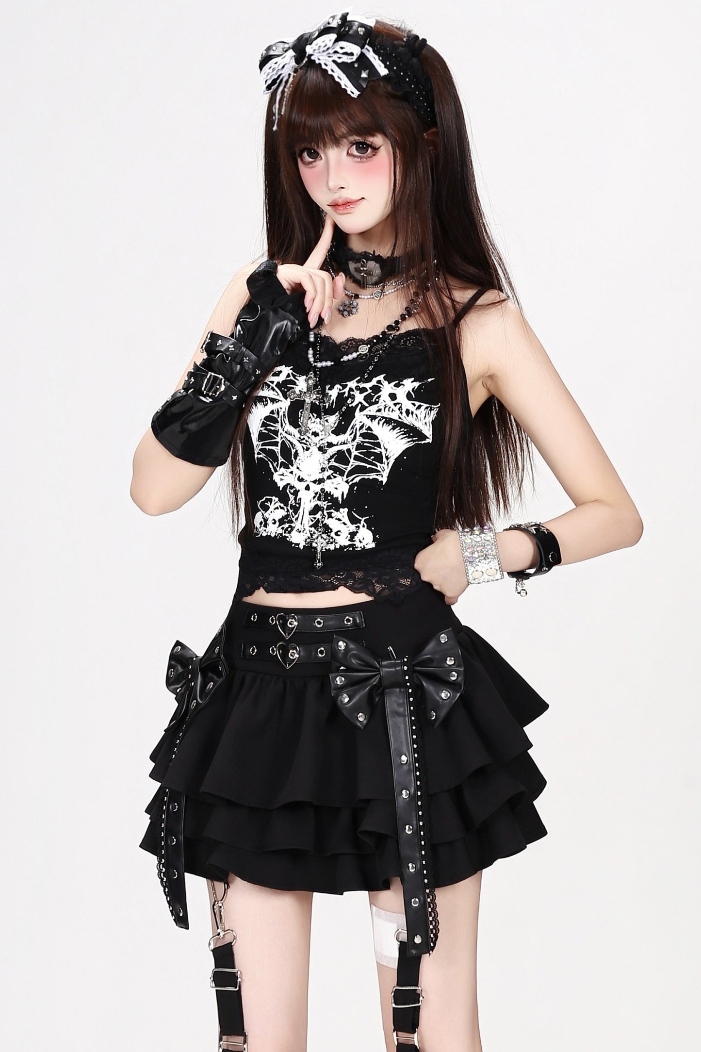 Midnight Rebel Bow Mini Skirt
