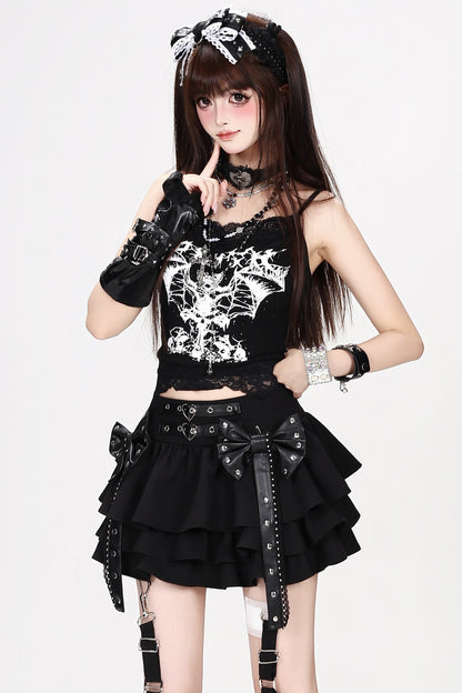 Midnight Rebel Bow Mini Skirt