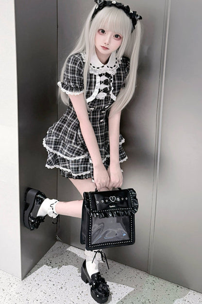 Checked Doll Jirai Kei Dress + Shorts