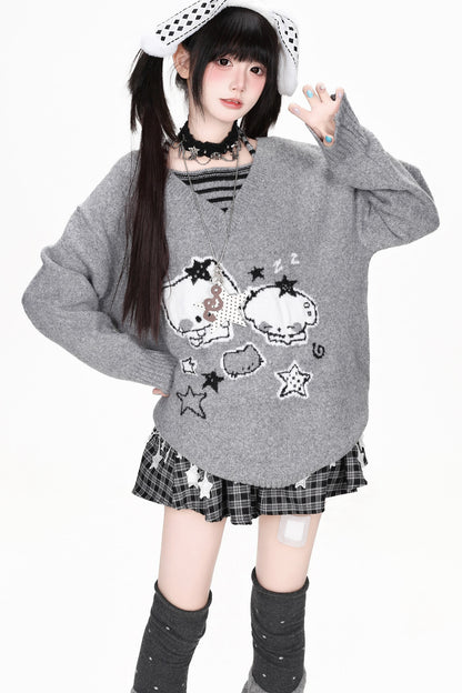 Striped Cat Knit Sweater