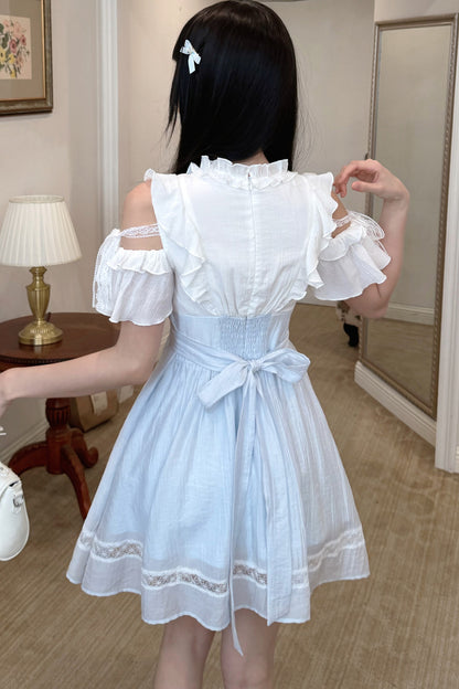 Long Sleeve Off-Shoulder Patchwork Dress
