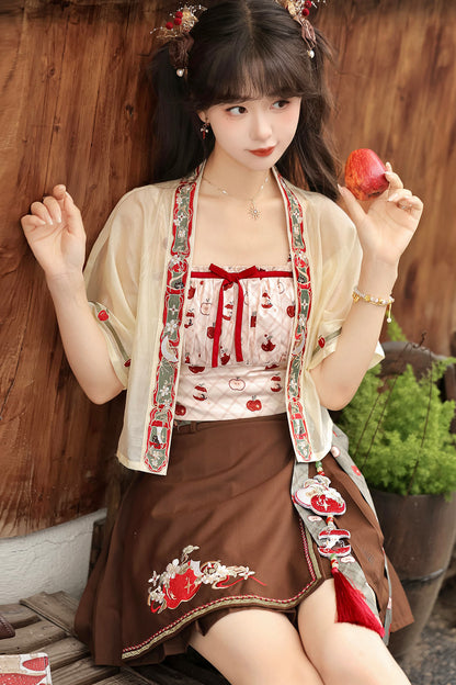 Little Apple New Chinese Style Suspender Skirt and Top Set-Up