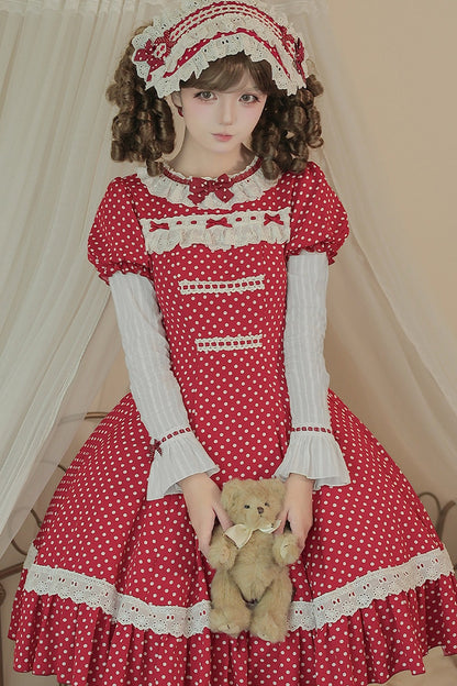 Polka Dot Ruffled Dress With Base Top Set-Up
