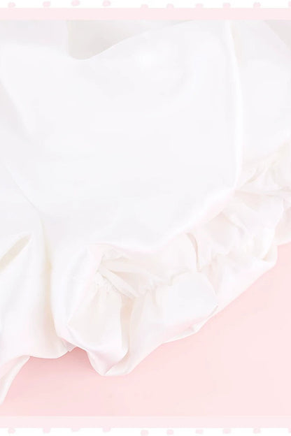 Reinweißes Satin-Ballonkleid-Set