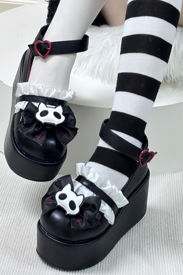 Midnight Skull Cat Platform Shoes