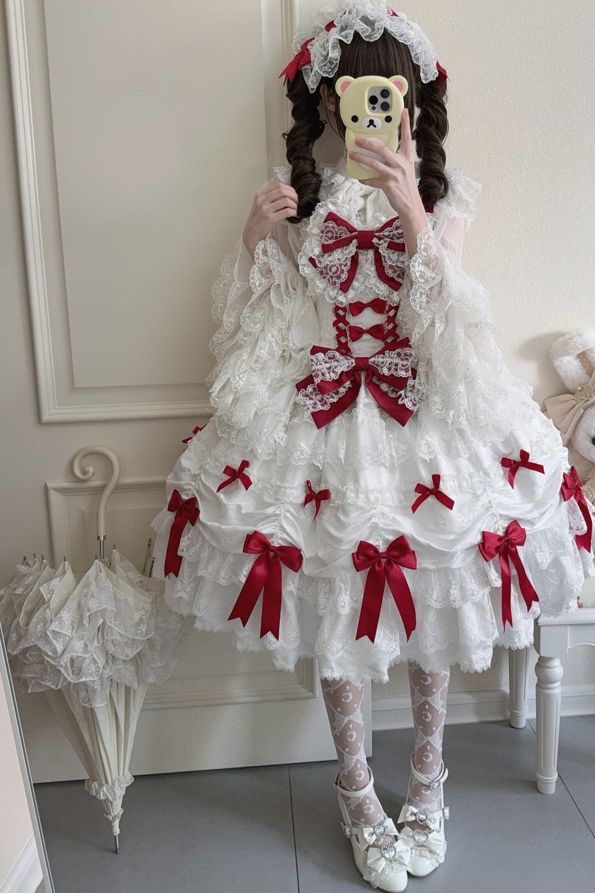 Silk Satin Doll-Like JSK Strap Dress