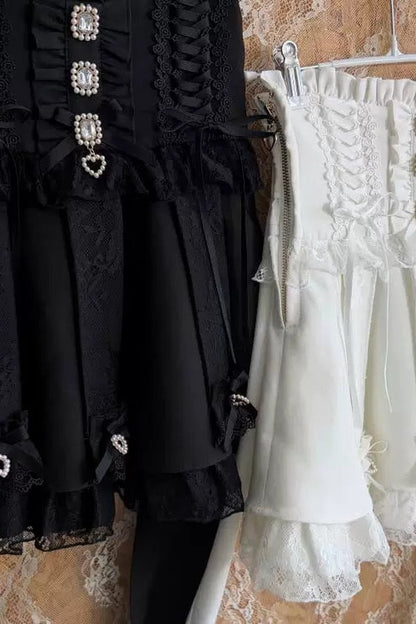 High-Waisted Puffy Rhinestone Belt Skirt