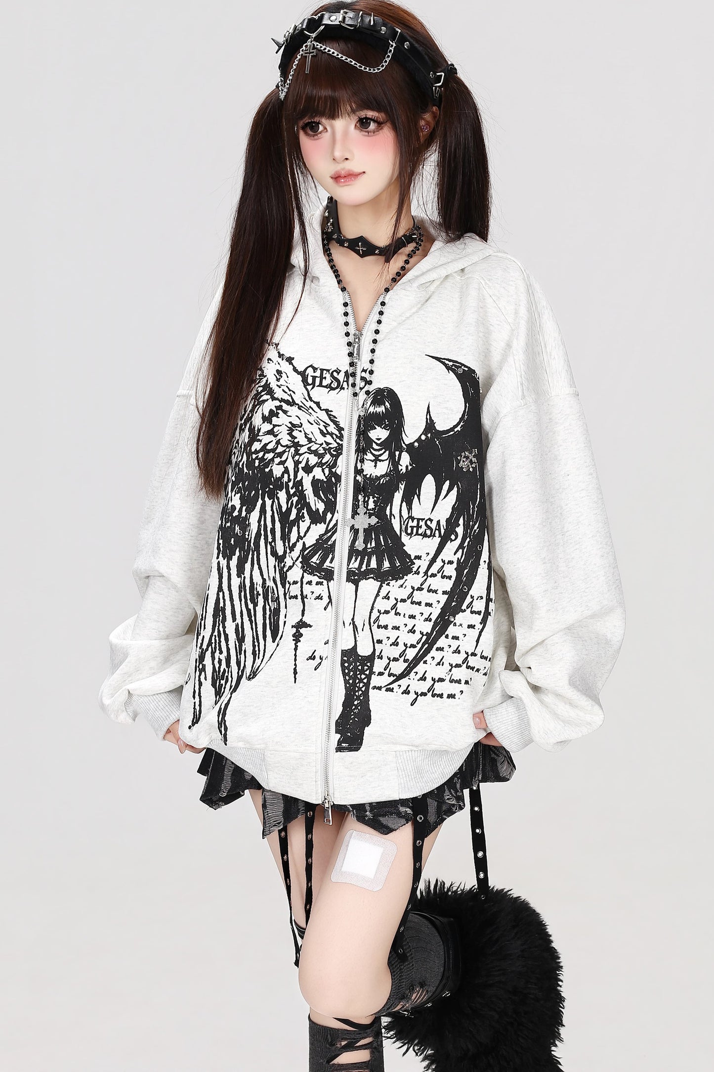 Devil Angel Kapuzenjacke im Destroyed-Look