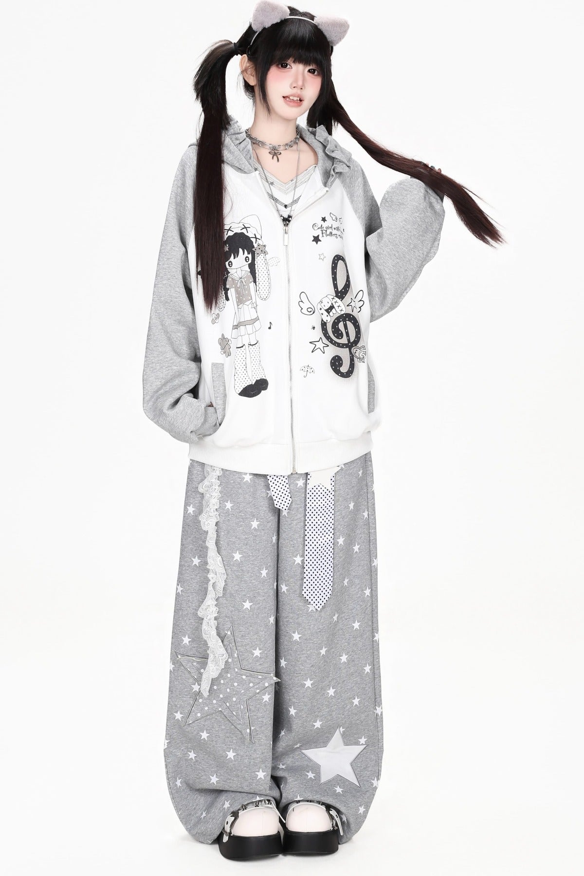 Star Patch Layered-Look Pants