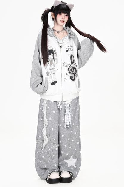 Star Patch Layered-Look Pants