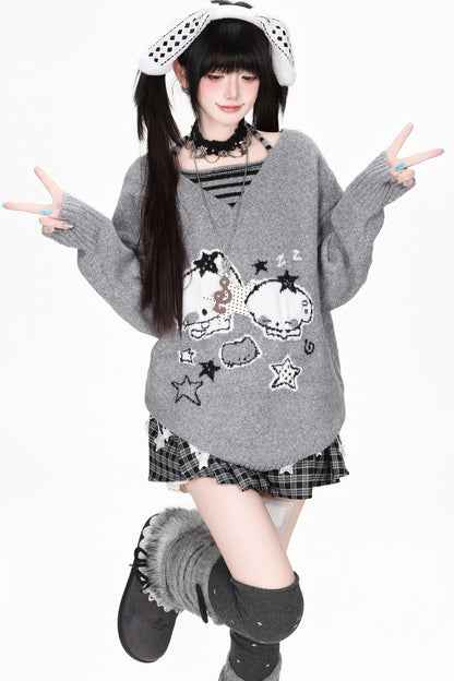 Striped Cat Knit Sweater
