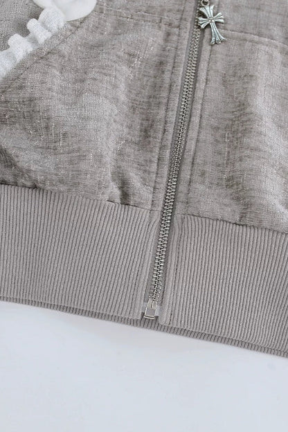 Gray Cat Ear Jacket with Tiered Cake Skirt Set-Up