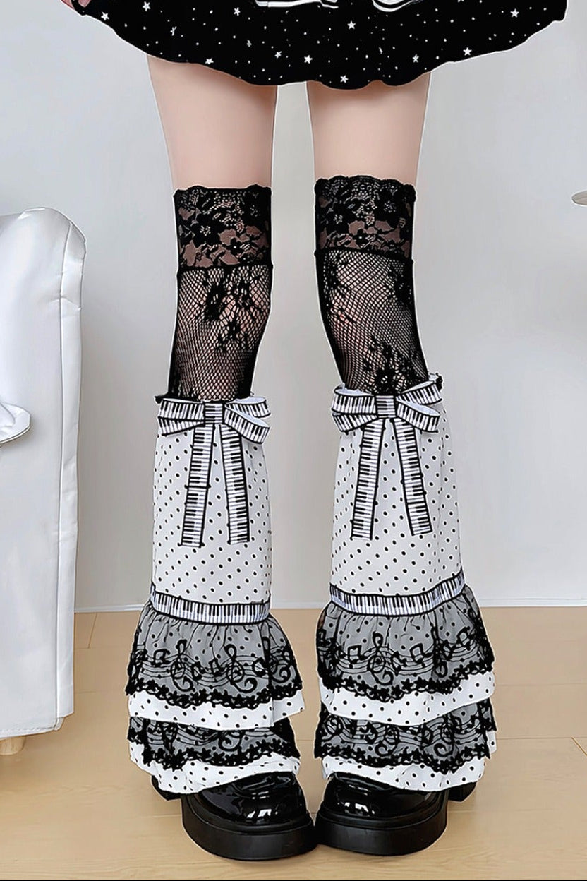 Polka Dot Layered Cake Lace Leg Warmers