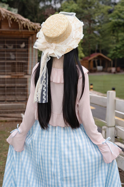 Sweet Plaid Ribbon Cami Dress & Cropped Jacket Set-Up