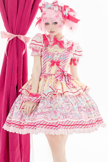 Amusement Park Jsk Suspender Dress and Shirt Set-Up