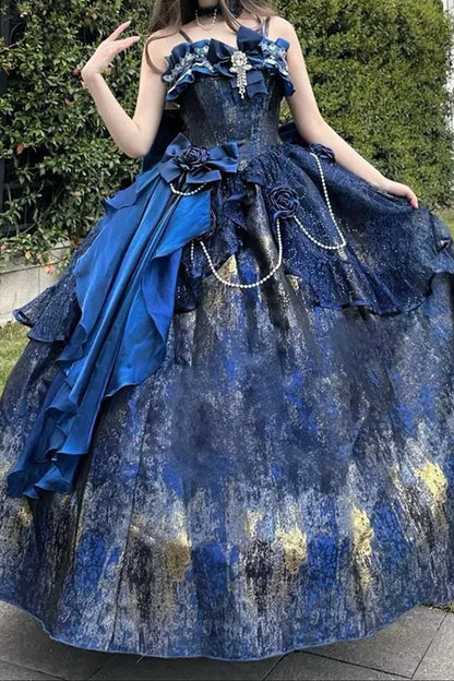 Cosmic Princess Dress Draped in the Night Sky