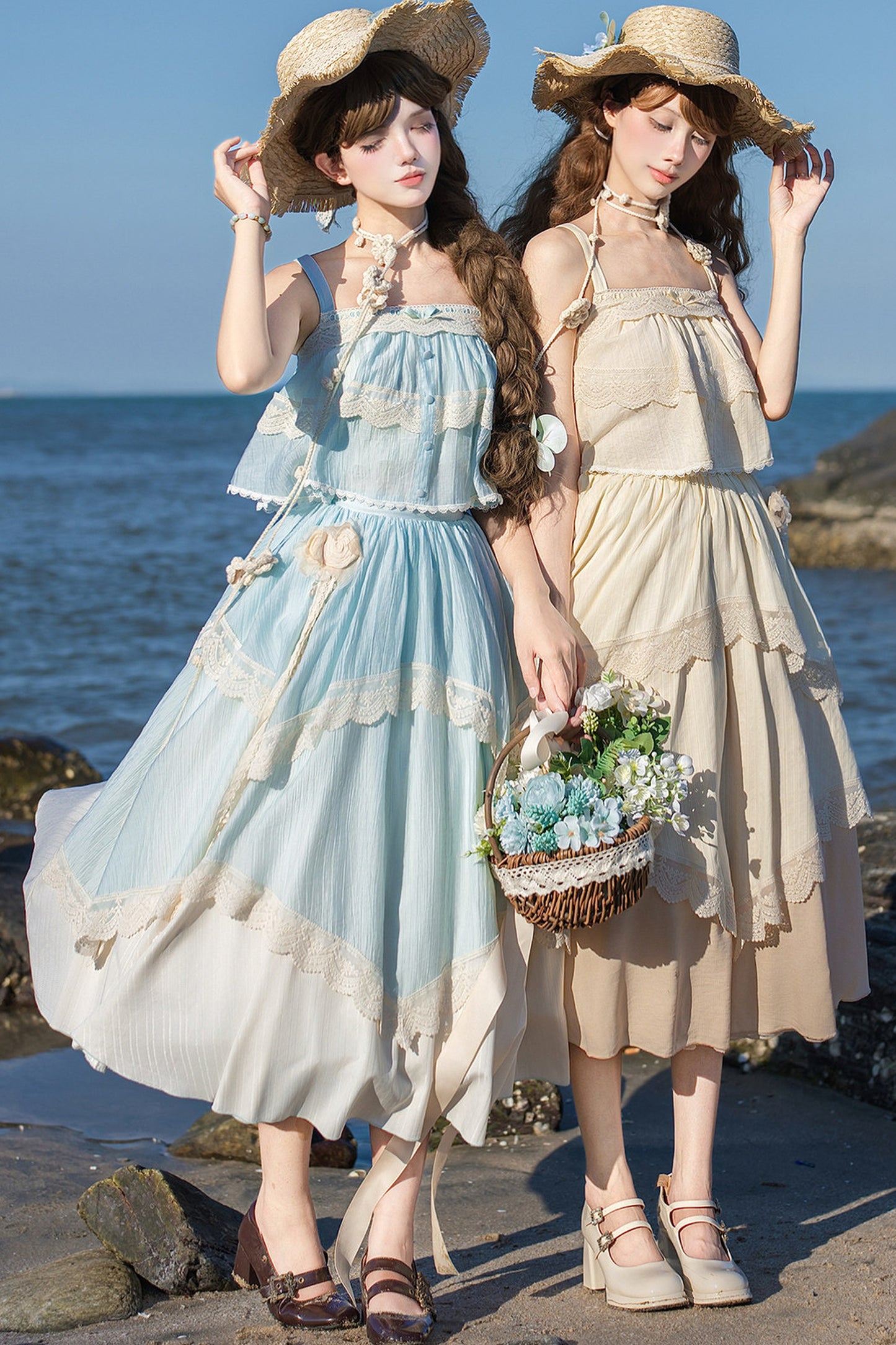 Twin Camisole And Irregular Hem Skirt Set-Up