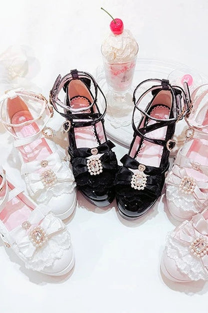 Rhinestone Lace High Heels