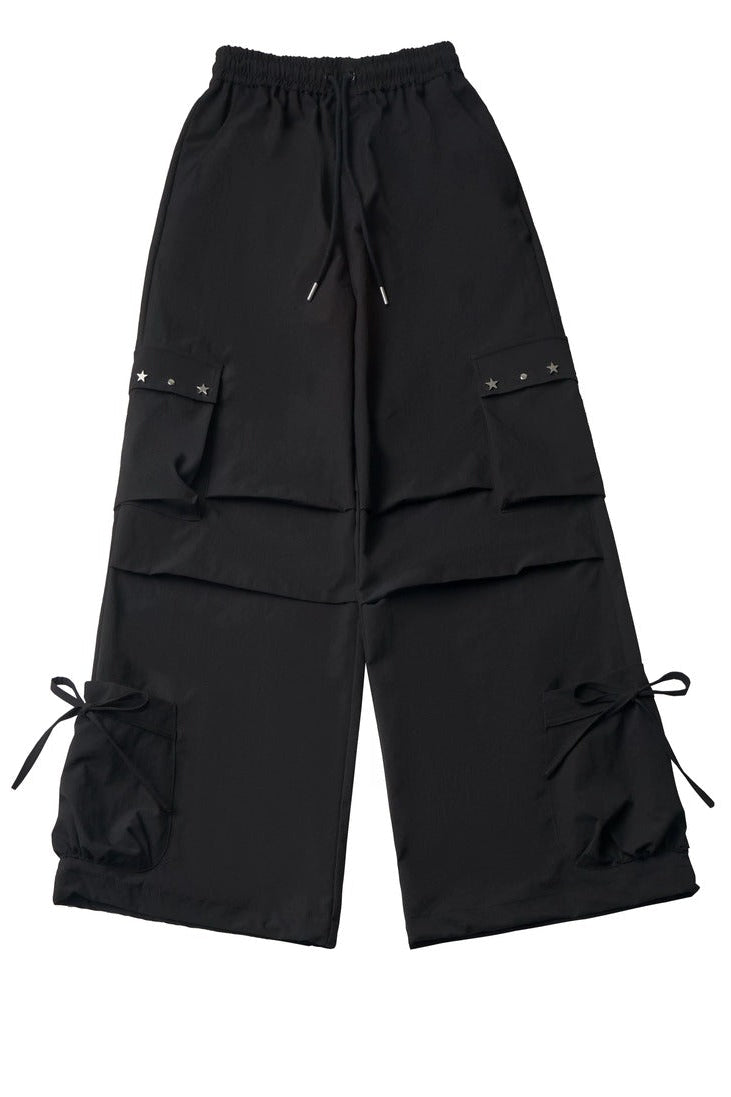 Studded Gathered Cargo Pants