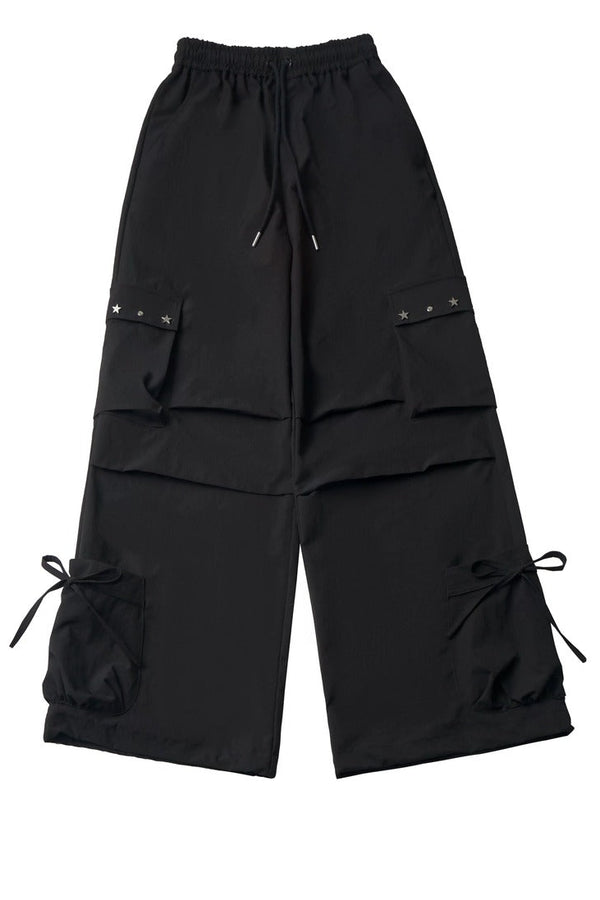 Studded Gathered Cargo Pants