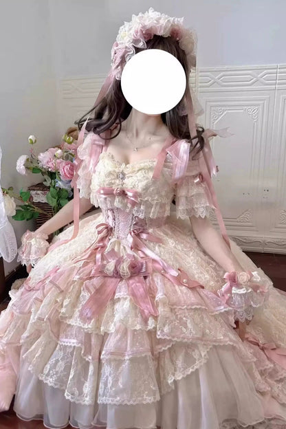 Rose-Schleifen-Gorgeous-Prinzessinnen-Lolita-Kleid