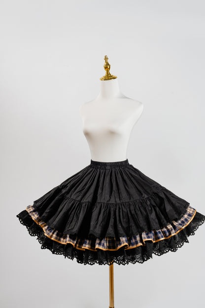 [Vorbestellung bis 18. Juli] Blau/Rot/Grün Idol-Lolita-Vintage-Karo-Goldbär-Schleifen-Spitzen-JKS-Kleid-Set 1/2/3 + Halsschleife