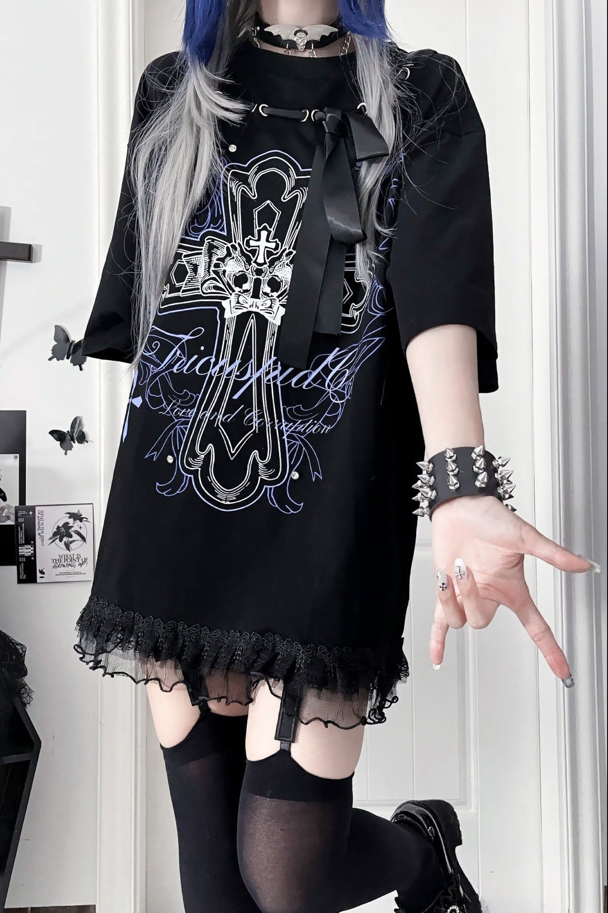 Camiseta holgada de manga corta Night Blood carta de amor