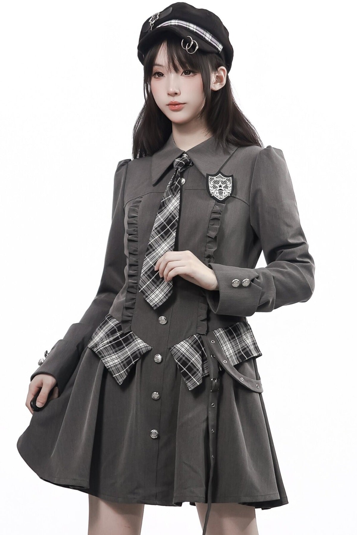 Striped Blazer Shirt Dress Set-Up