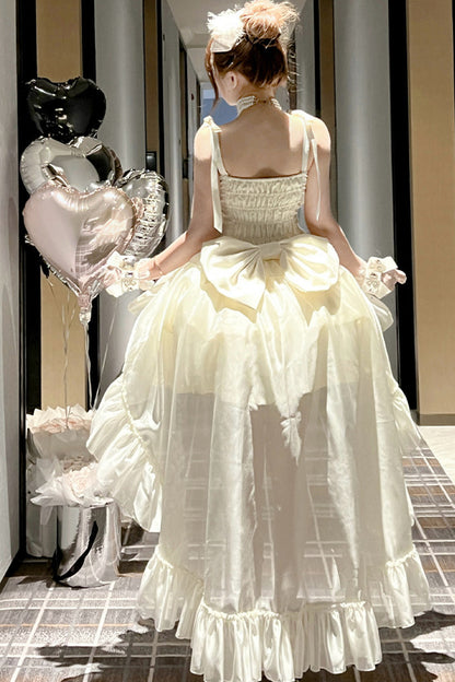Elegant Floral Satin Ribbon Lolita Dress