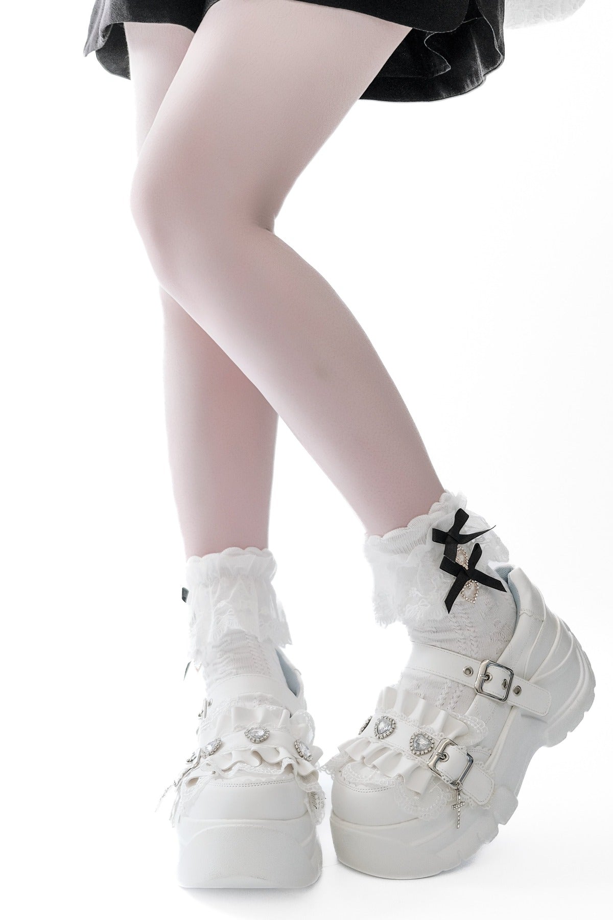 Scarpe con plateau e fibbia arricciata