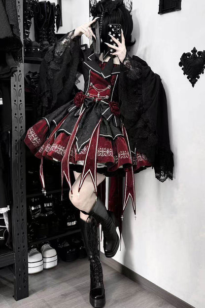 Dark Flame Princess Gothic Lolita Dress+Coat
