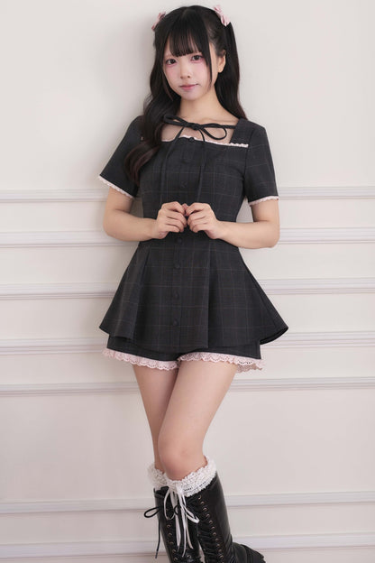 Lace Trim Plaid Dress