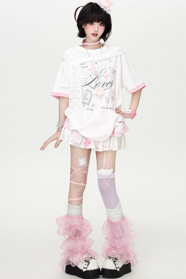 Lace Ribbon Sailor Oversized T-Shirt