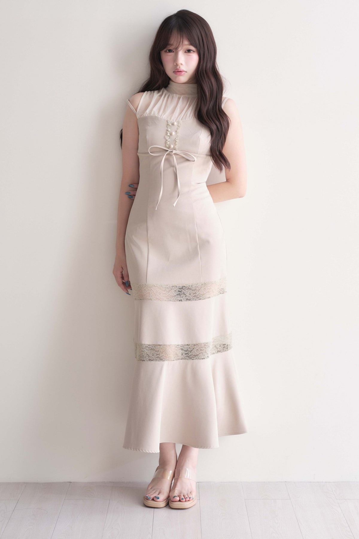 Lace Patchwork Sleeveless Mermaid Long Dress