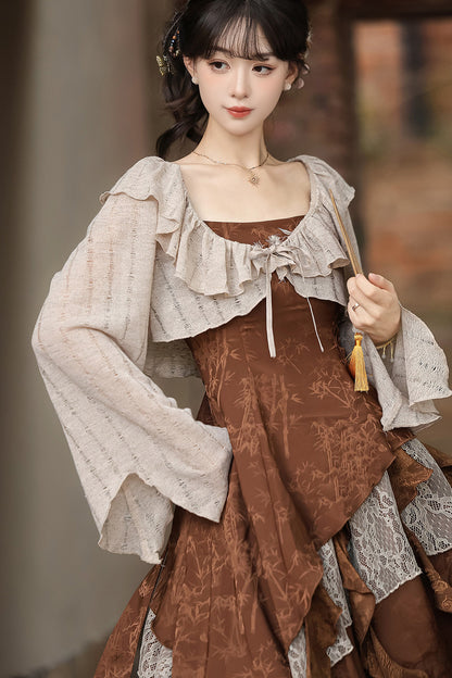Dune Traveler Asymmetric Retro Dress Set