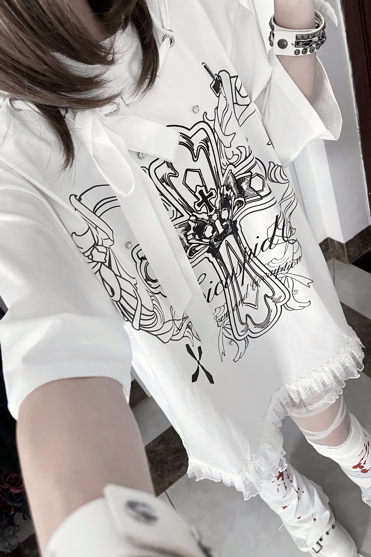 Camiseta holgada de manga corta Night Blood carta de amor