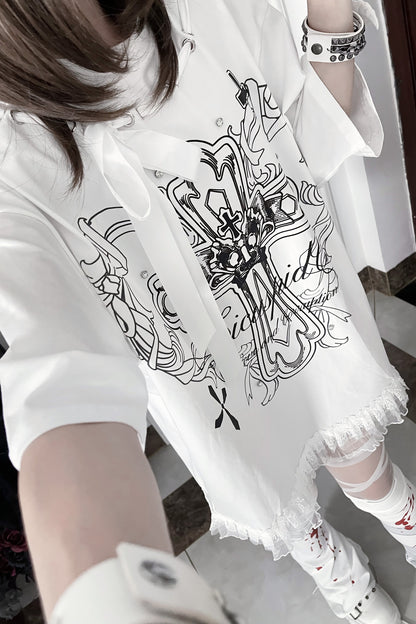 Camiseta holgada de manga corta Night Blood carta de amor