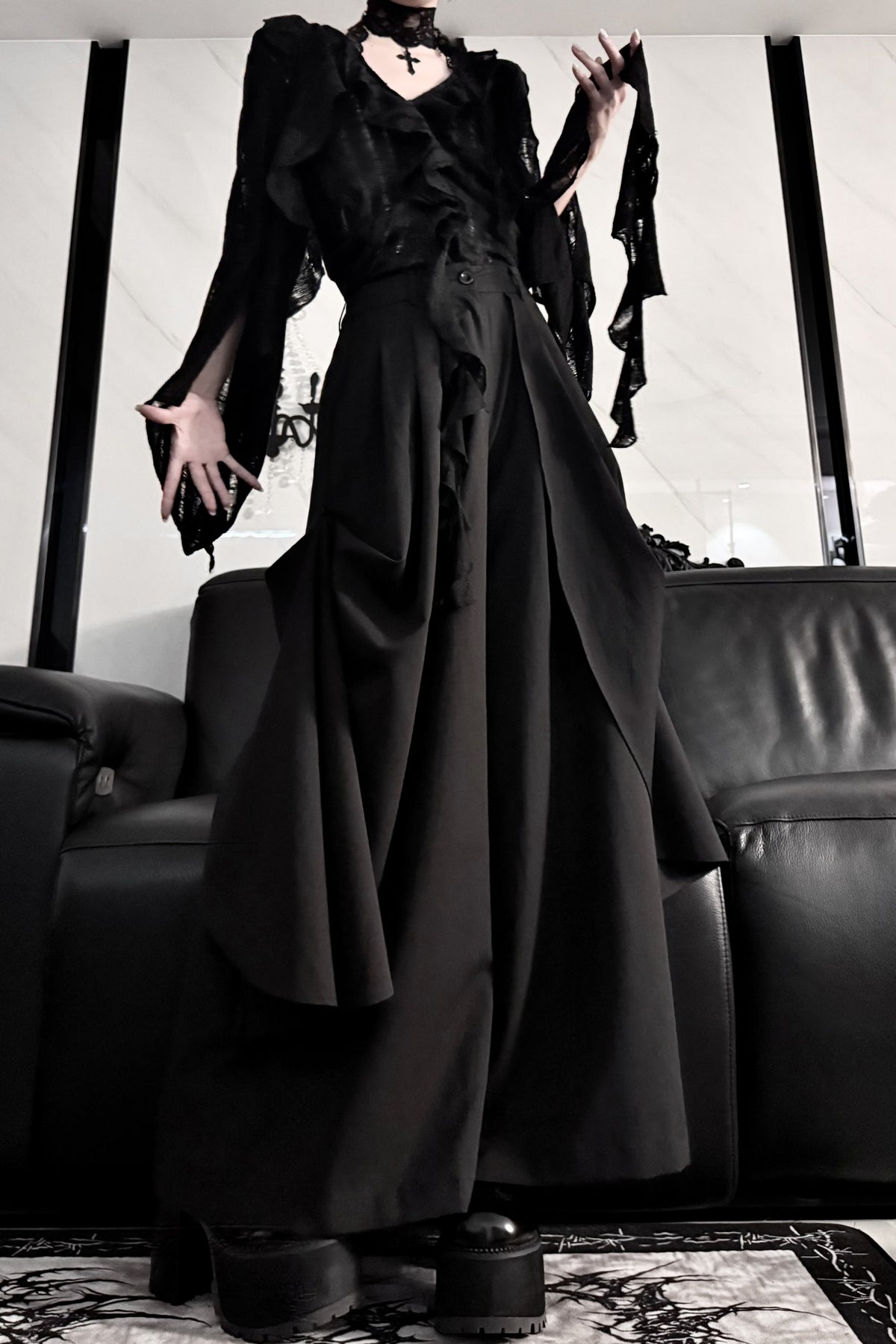 High-Waisted Wide-Leg Skirt Set