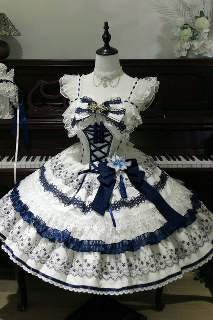 Blue and White Porcelain Jsk Suspender Dress