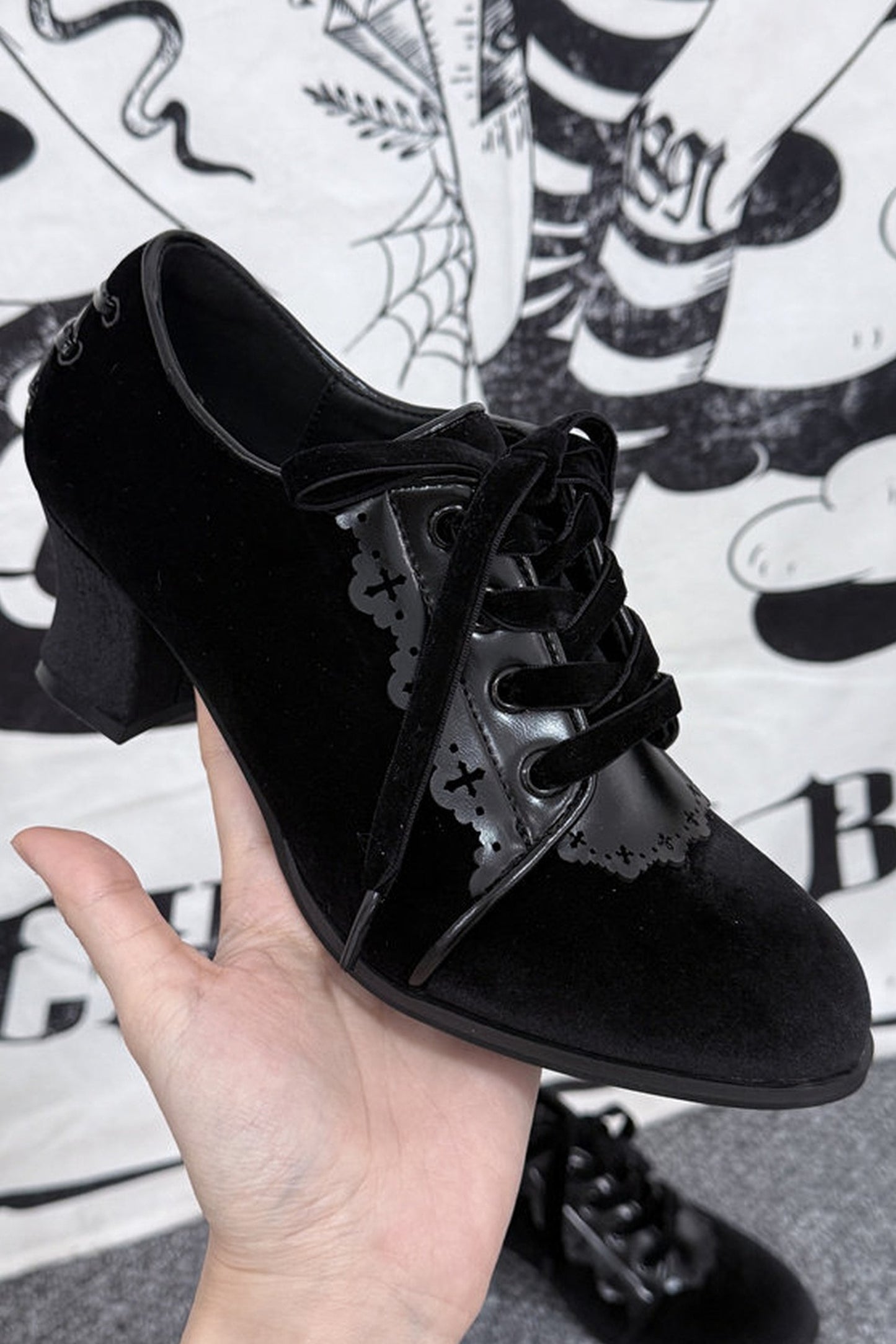 Gothic Velvet Ribbon Heels