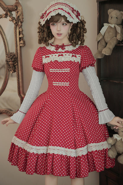 Polka Dot Ruffled Dress With Base Top Set-Up