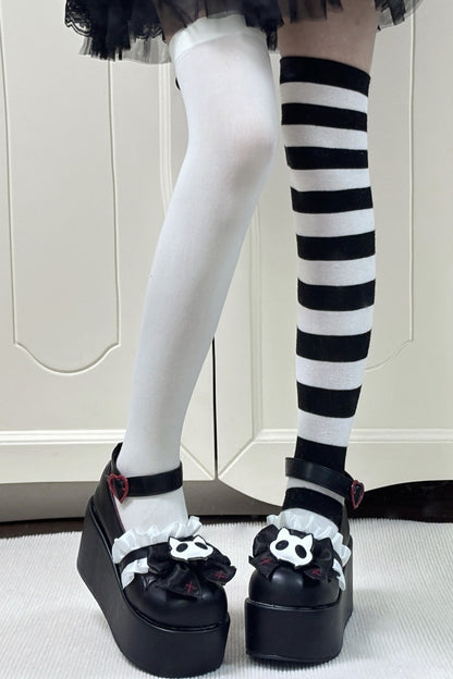 Chaussures à plateforme chat tête de mort minuit