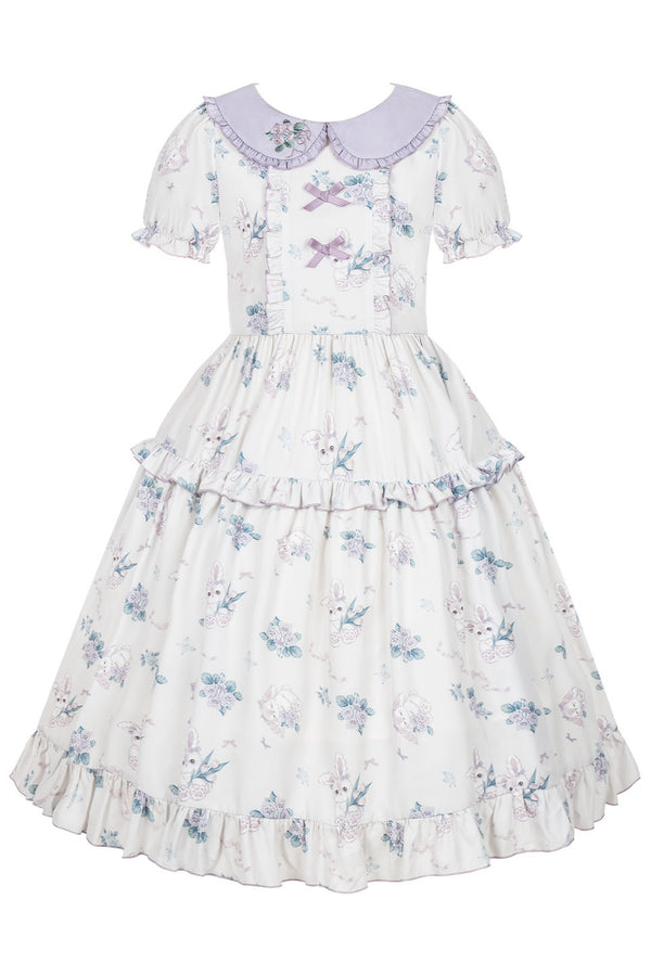 Pastoral Floral Print Doll Collar Dress