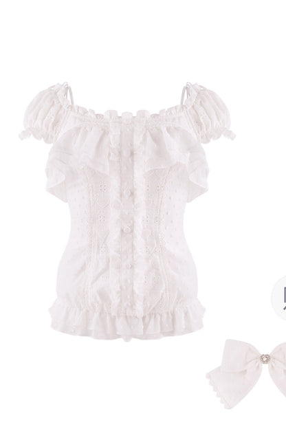 Princess Ribbon Top + White Tiered Skirt