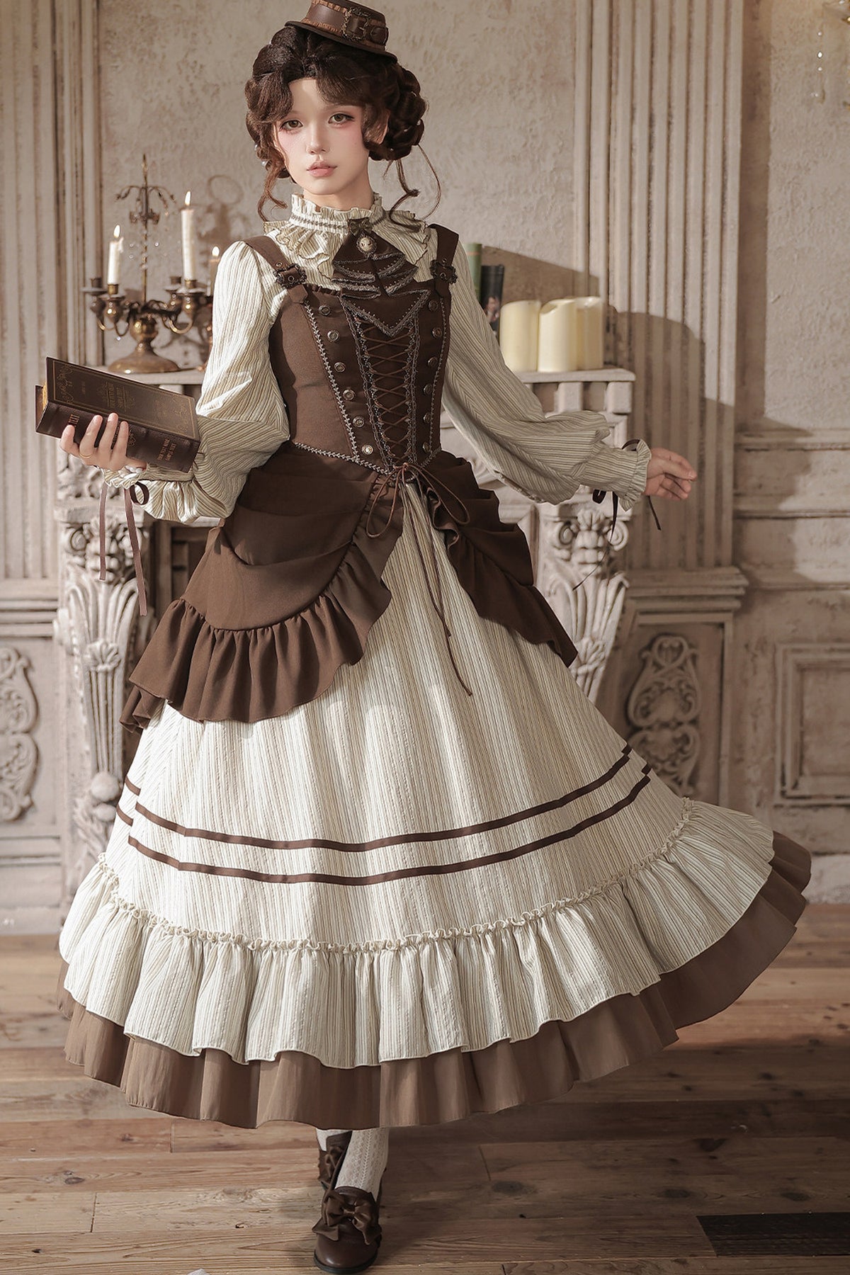 Gerüschtes Two-Way-Kleid mit Accessoire-Set