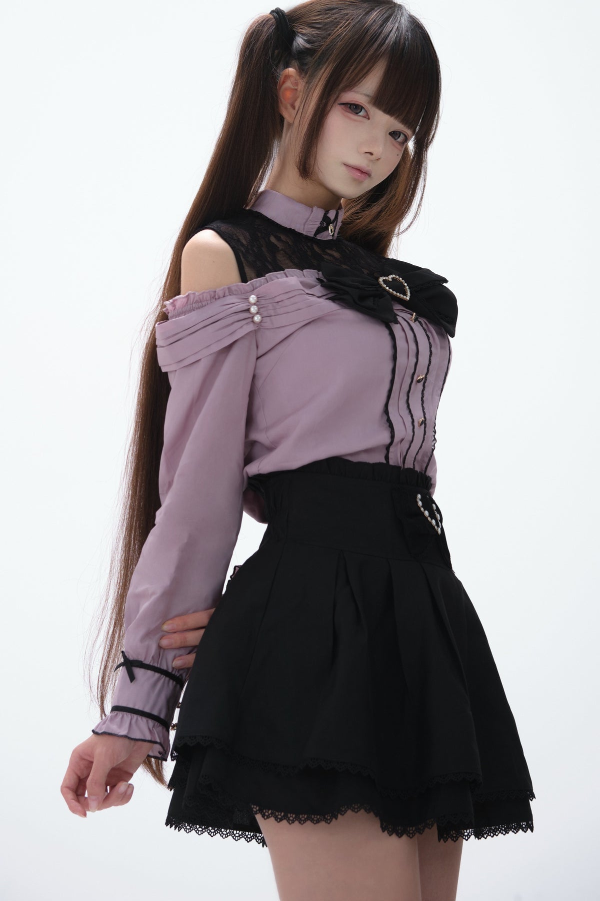 Japanese Lace Tencel Shirt And Skirt Set