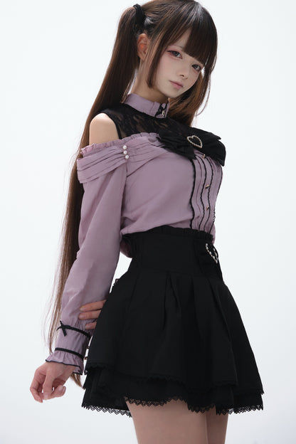 Japanese Lace Tencel Shirt And Skirt Set