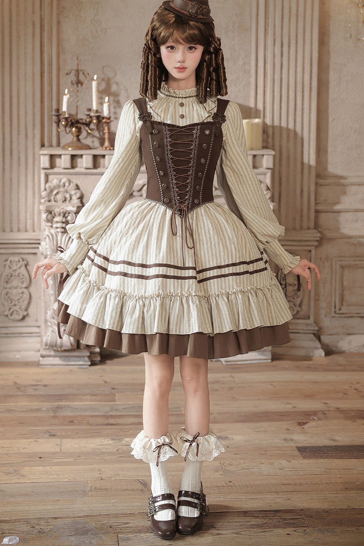 Gerüschtes Two-Way-Kleid mit Accessoire-Set