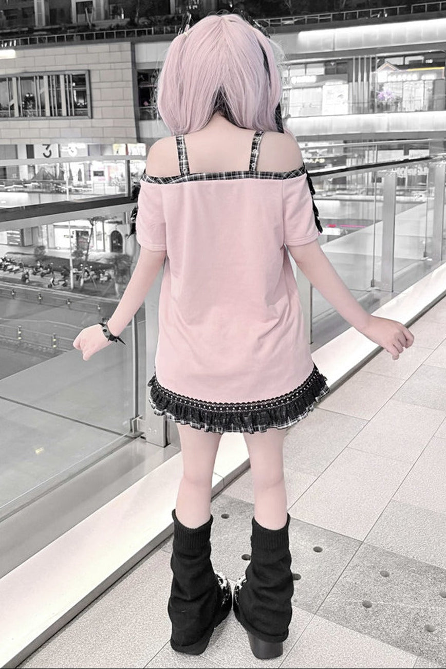 오프숄더 스켈레톤 원피스