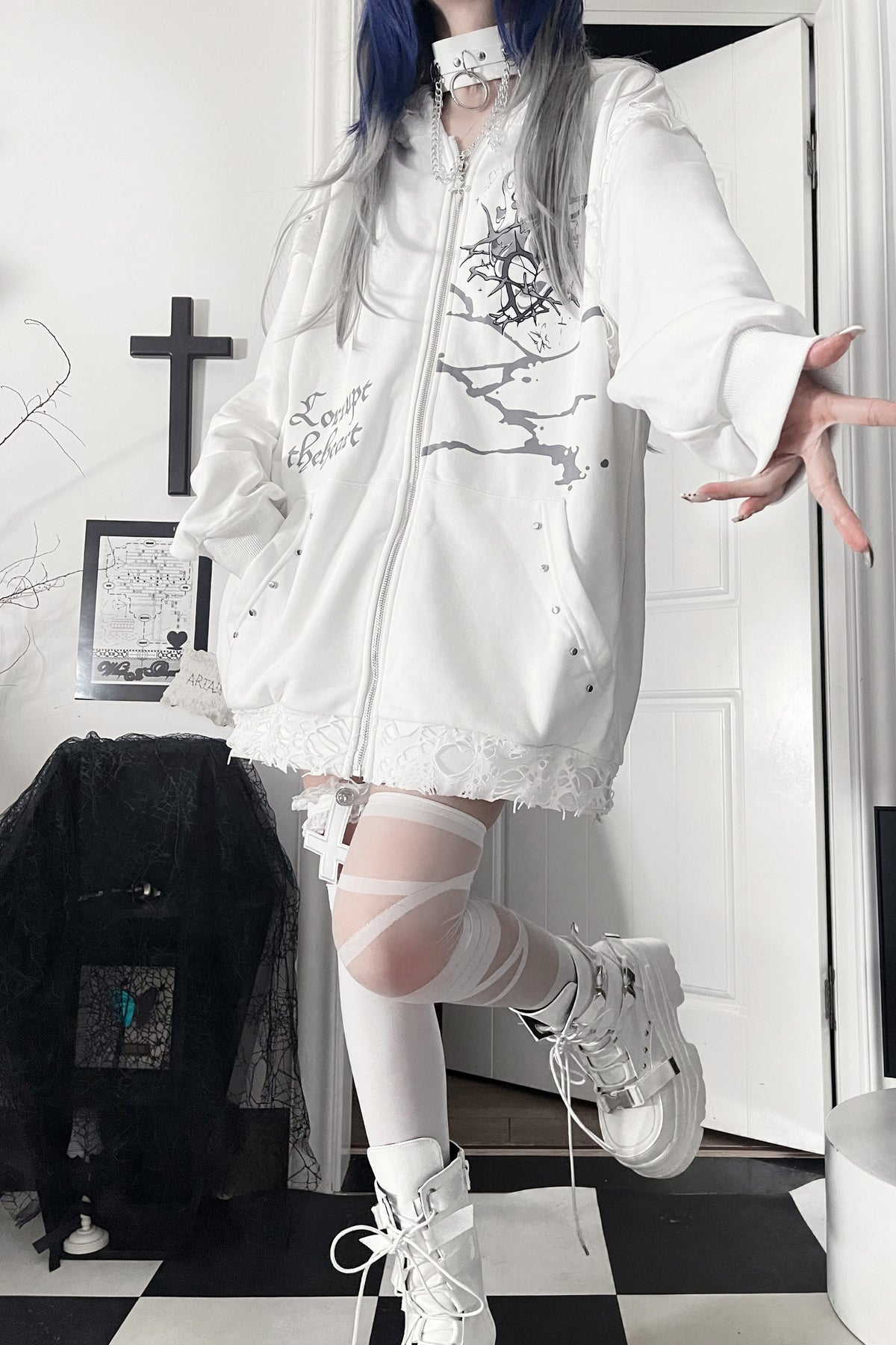 Veste ample à capuche avec oreilles de chat